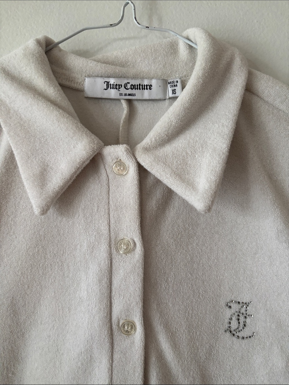 Juicy Couture Cream Short-Sleeve Polo Romper
